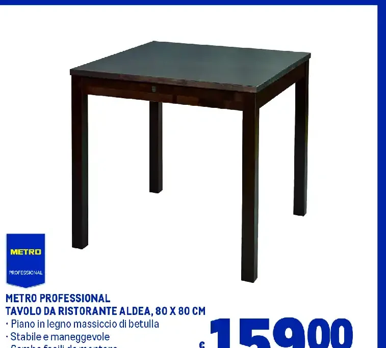 Tavolo da ristorante Aldea 80x80 cm