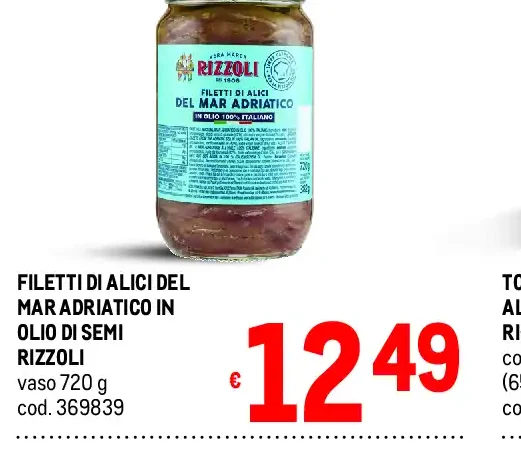 Filetti di alici del mar Adriatico in olio di semi Rizzoli