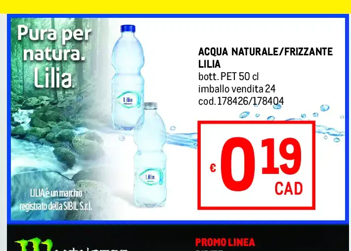 Acqua naturale/frizzante Lilia