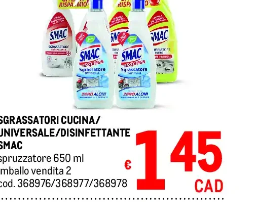 Sgrassatori cucina/universale/disinfettante Smac