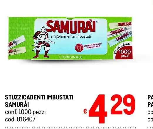 Stuzzicadenti imbustati Samurai