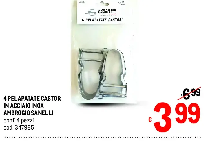 4 pelapatate Castor in acciaio inox