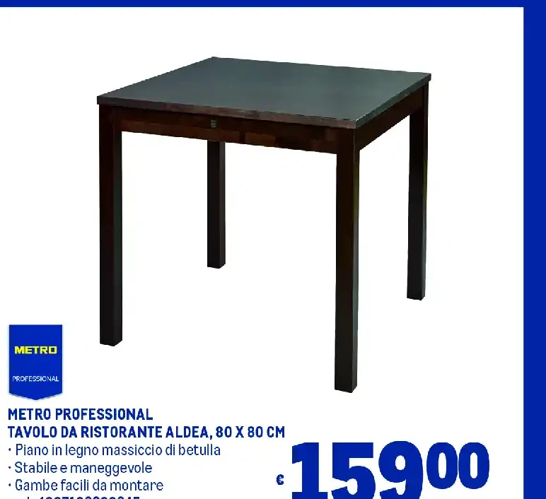Tavolo da ristorante Aldea 80 x 80 cm