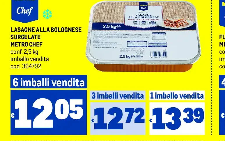 Lasagne alla bolognese surgelate 2,5 kg