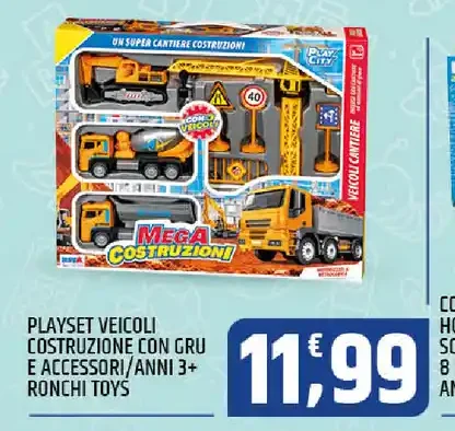 Playset veicoli costruzione con gru