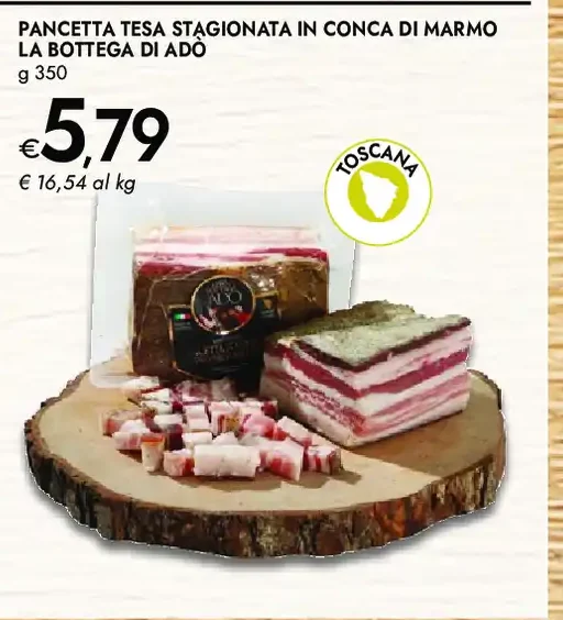 Pancetta tesa stagionata in conca di marmo La Bottega di Adò