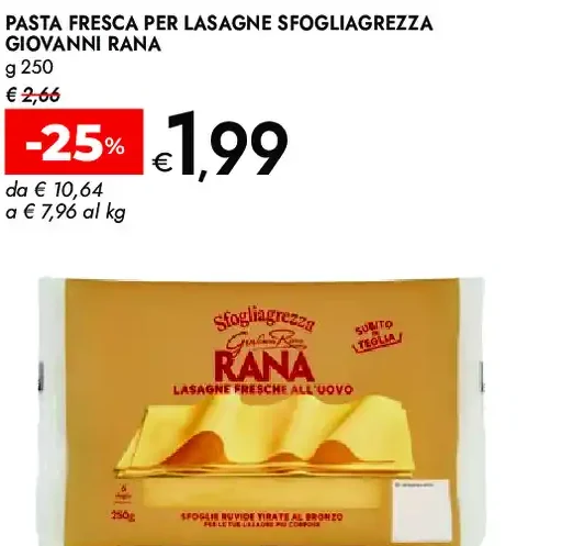 Pasta fresca per lasagne Sfogliagrezza Giovanni Rana