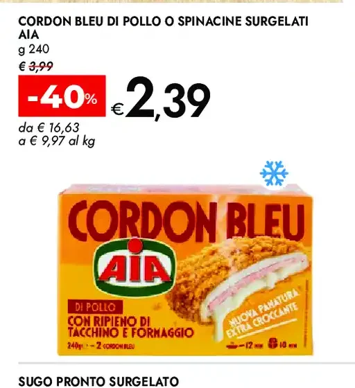 Cordon bleu di pollo o spinacine surgelati