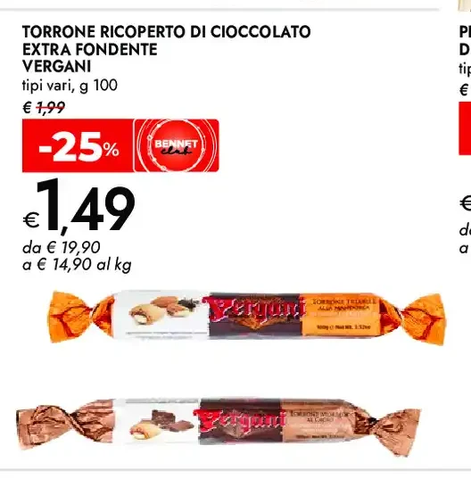 Torrone ricoperto di cioccolato extra fondente