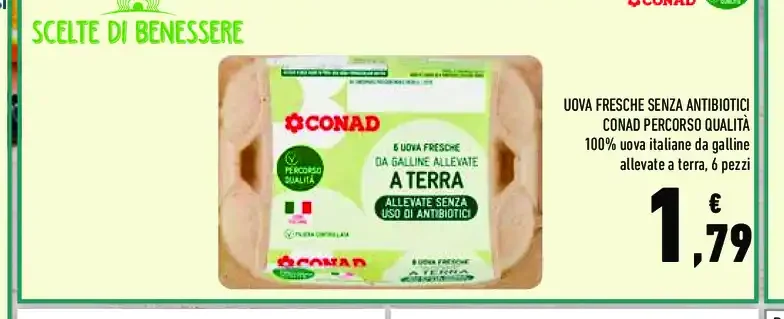 Uova fresche senza antibiotici Conad