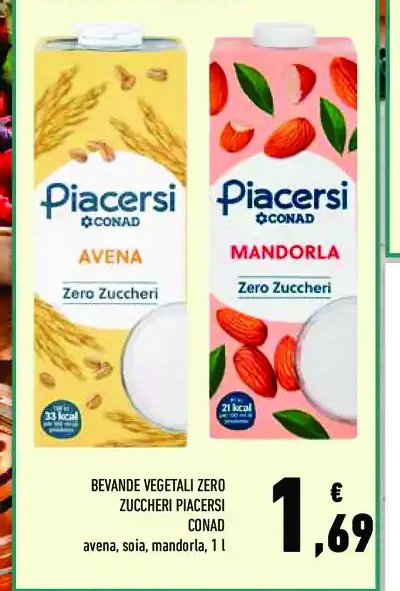 Bevanda vegetale zero zuccheri Piacersi Conad