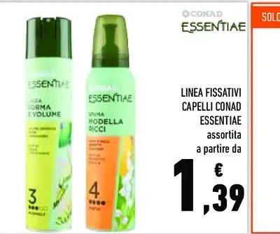 Linea fissativi capelli Conad Essentiae
