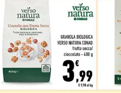 Granola biologica con frutta secca e cioccolato