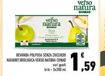 Bevanda polposa senza zuccheri aggiunti biologica Verso Natura