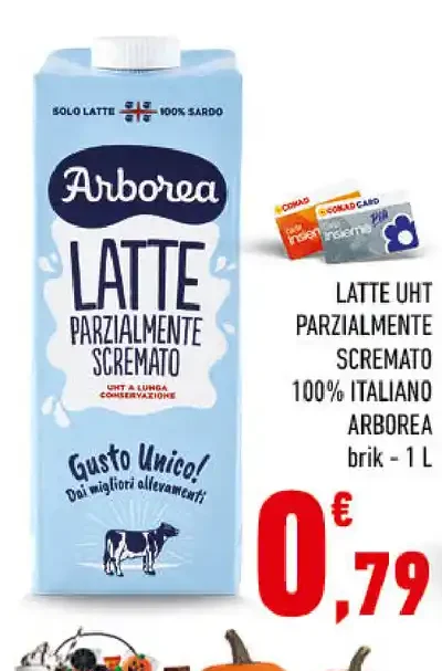 Latte UHT parzialmente scremato Arborea