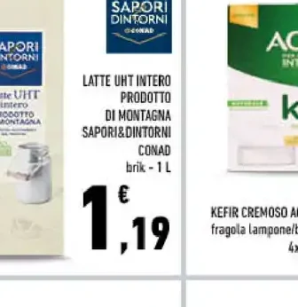 Latte UHT intero prodotto di montagna Sapori&Dintorni Conad