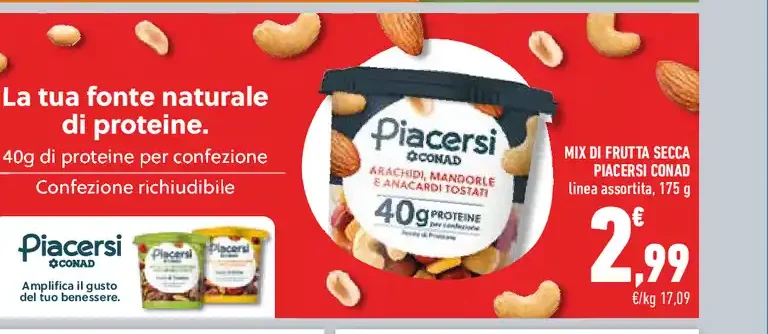 Mix di frutta secca Piacersi Conad