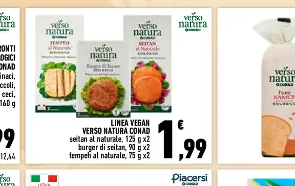 Piatti pronti vegetali biologici Verso Natura Conad
