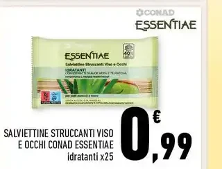Salviettine struccanti viso e occhi Conad Essentiae x25