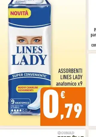 Assorbenti Lines Lady anatomico x9