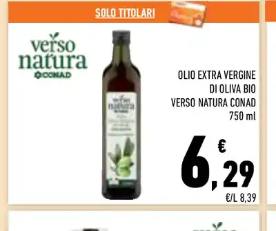 Olio extra vergine di oliva bio Verso Natura