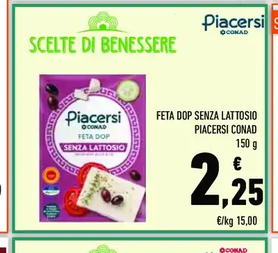 Feta DOP senza lattosio Piacersi Conad