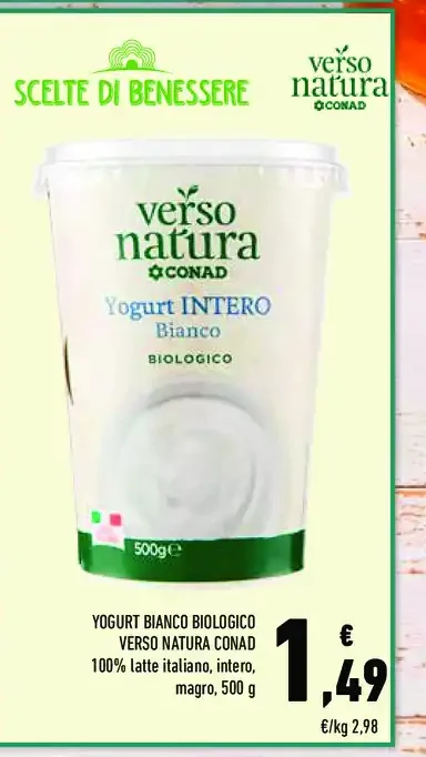 Yogurt bianco biologico Verso Natura Conad