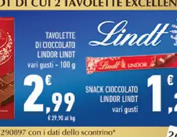Tavolette di cioccolato Lindor Lindt