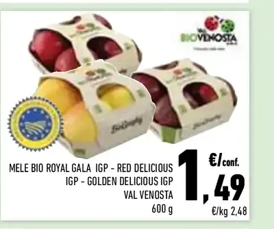 Mele biologiche Royal Gala e Red Delicious