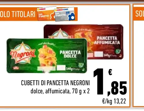 Cubetti di pancetta Negroni dolce o affumicata