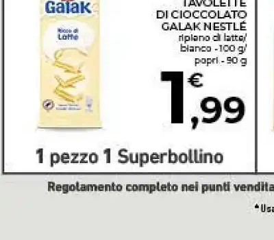Tavolette di cioccolato Galak Nestlé
