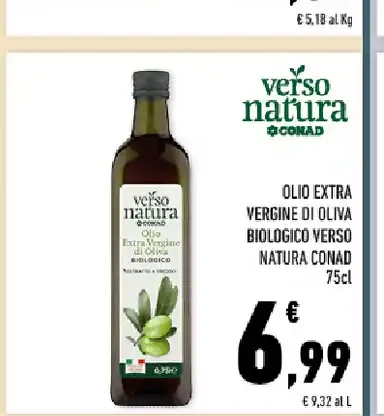 Olio extra vergine di oliva biologico Verso Natura Conad