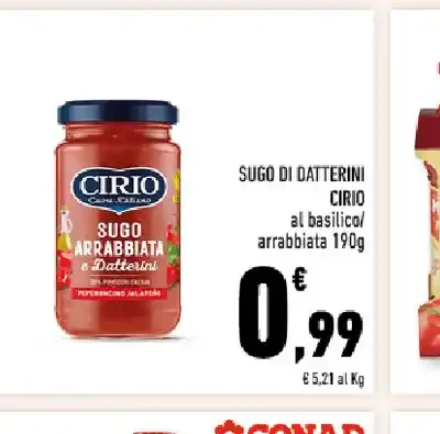 Sugo di datterini Cirio al basilico