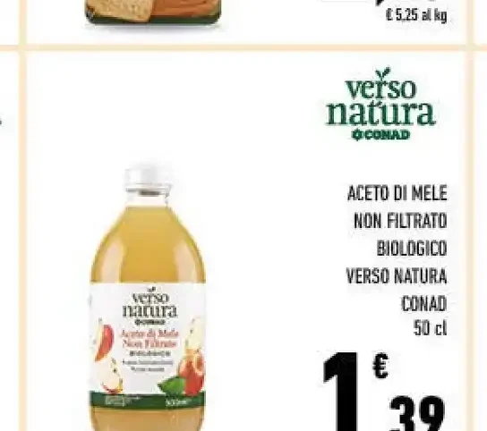 Aceto di mele non filtrato biologico Verso Natura Conad