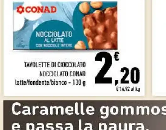 Tavolette di cioccolato nocciolato Conad