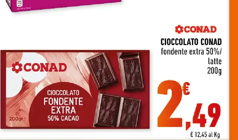 Cioccolato Conad fondente extra 50% latte