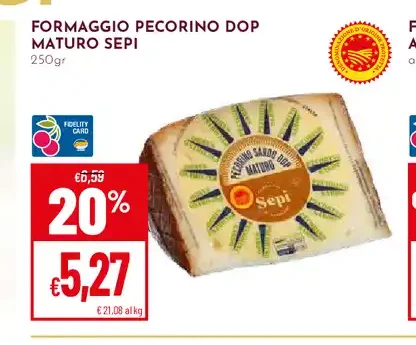 Formaggio pecorino DOP maturo Sepi