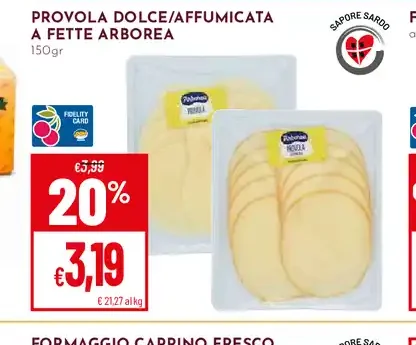 Provola dolce/affumicata a fette Arborea