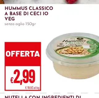 Hummus classico a base di ceci bio veg