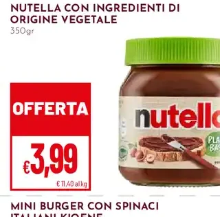 Nutella con ingredienti di origine vegetale
