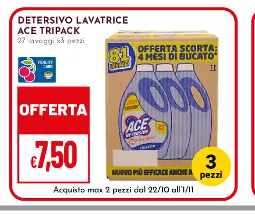 Detersivo lavatrice Ace Tripack