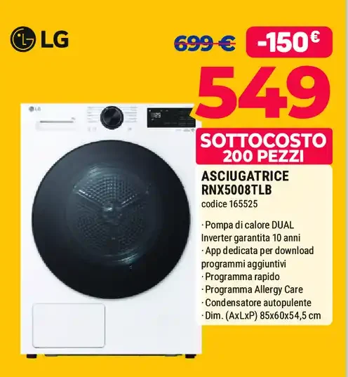 Asciugatrice LG RNX5008TLB