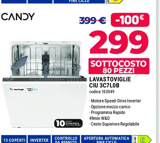 Lavastoviglie Candy CIU 3C7 L0B