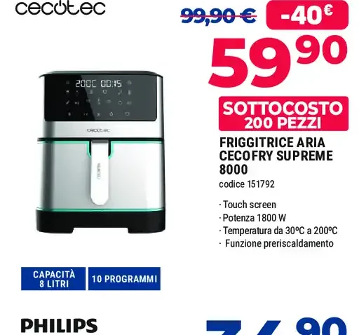 Friggitrice ad aria Cecofry Supreme 8000