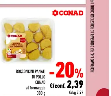 Bocconcini panati di pollo Conad al formaggio