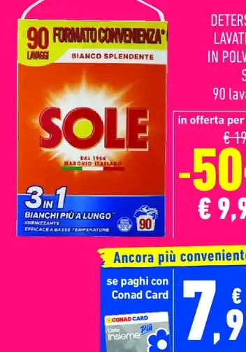 Detersivo lavatrice in polvere Sole