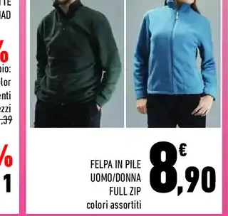 Felpa in pile uomo/donna