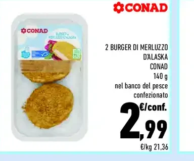 2 burger di merluzzo d'Alaska