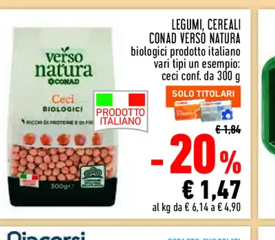 Legumi, cereali Conad Verso Natura biologici