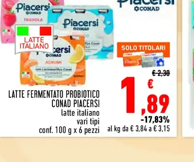 Latte fermentato probiotico Conad Piacersi